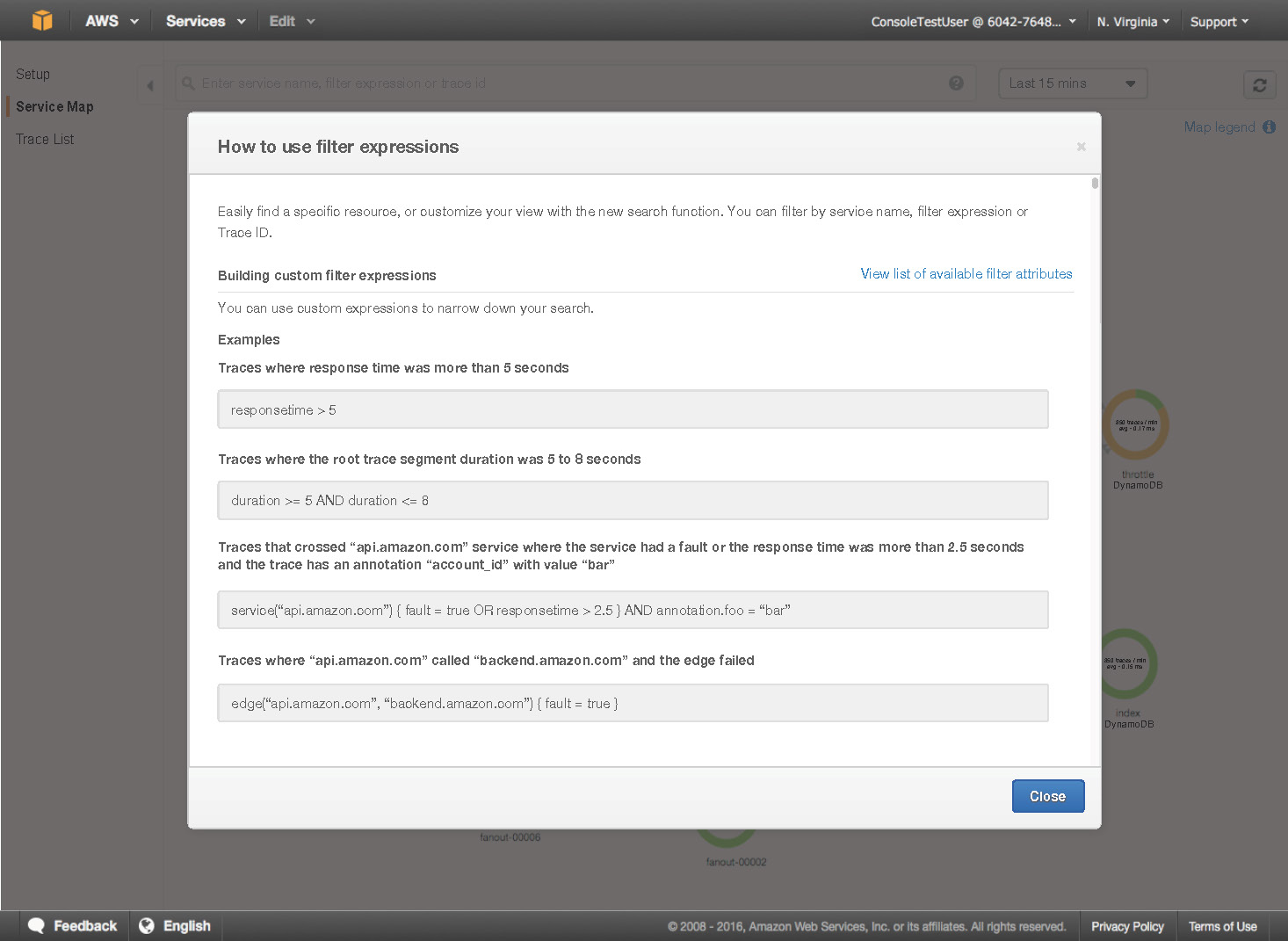screenshot of AWS X-Ray